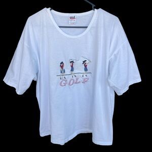Vintage Anvil Golf Shirt Womens Plus Size 2X White‎ Embroidered Short Sleeve